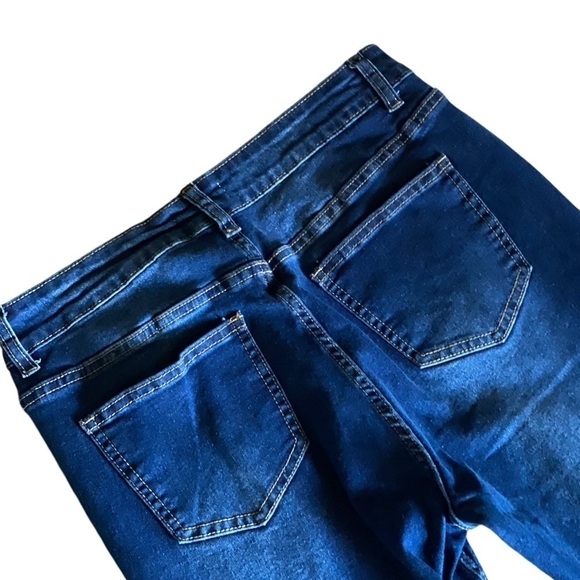 EMBROIDERED Floral Flare Leg Denim Blue Jeans #Bohemian Inspired - Picture 5 of 8